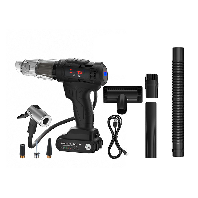Car-mounted handheld super suction wireless charging vacuum cleaner plus air pump two in one