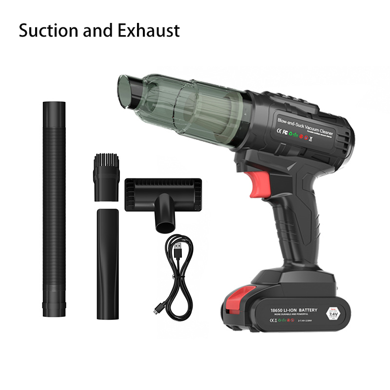 Car-mounted handheld super suction wireless charging vacuum cleaner plus air pump two in one